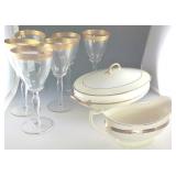 S.P. Co. USA  22kt Rimmed Stemware, Pope- Gosser