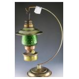 Vtg Brass w/ Green Glass Lantern