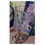 2 Lead Crystal Tree Hurricane Lamps
