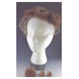 Vtg Mink Hat, Hat Pin & Earrings