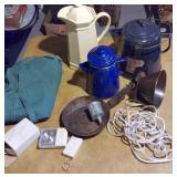Enamelware Kettles, Cast Iron Pan, Camping+