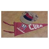 Vtg Cuba Pennant & Military Hat