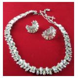 Vtg Trifari Crown Necklace & Earring Set