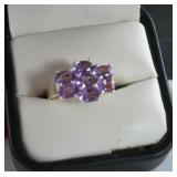 7 Oval Stones Amethyst Ring