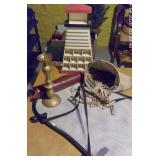 Brass Candle Stick, Wood Clothes pins, Decor+
