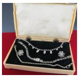 Rhinestone Necklace, 2 Bracelets & Earrings