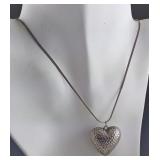Vtg Hammered .925 Silver Puff Heart