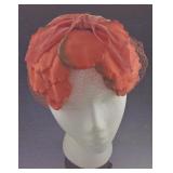 Vtg Orange Netted Hat w/ Velvet