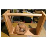 Vtg Coconut Monkey Bank & Tool Tote
