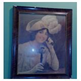 Antique Telephone Girl Framed Print