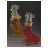 Vtg Rooster Decanters w/ Shotglass Heads