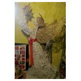Large Wicker Angel Lighted Holiday Yard Art