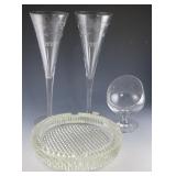 Crystal Flutes, Ashtray & Snifter