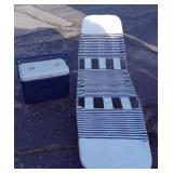 Fold Up Lawn Lounge Chair & Coleman Cooler