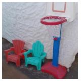 Kids Toy Basketball Hoop & 2 Plastic Chairs