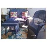 Blue Wicker Set & Pillows