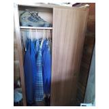 Metal Cloths Closet w/ Sz 8 Boots, L Mens Clothes