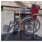 Fold In Wheel Chair, Wood, Fold Up & Balance Canes