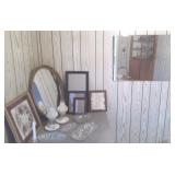 2 Mirrors, Wall Art, Cut Glass Bowls, 2 Lamps+