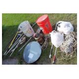Sump Pump & Cover, Rope, Rakes, Mops+