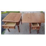 2 Broyhill Side Tables- One Folds Down
