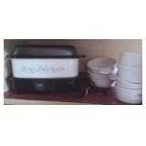 Vtg West Bend Slow Cooker, Corningware Soup Cups+