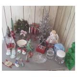 Vtg Christmas Decor- Silver Tree, Angel, Canisters