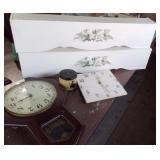 Vtg Wall Clocks, Tin, & Window Valances