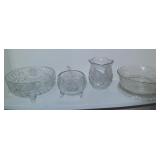 Vtg Wexford? Tri Leg Bowls, Cut Crystal Vase