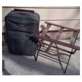 Luggage Rack & Rolling Suitcase