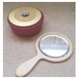 Avon Beauty Dust Glass Canister & Mirror