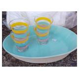 McCoy Bowl & 4 Juice Glasses