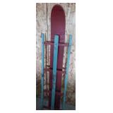 Vtg Wooden Snowboard Sled