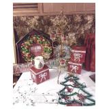 3 New Spode Mugs, Wreath, Candle Tree+