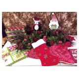 Red Glass Balls, Garland, Stocking & Decor+
