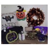 Vtg Popcorn Pumpkin, Bat Pillow, Yard Frog+