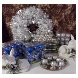 Foil Wreath, Deer Decor, Glass Ball Ornaments