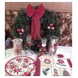 Huge Wreath, Pointsettaia Candles, Decor