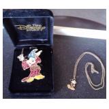 Disney Mickey Mouse Crystal Pin & Neclace