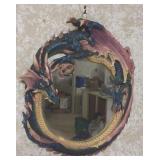 14" Round Resin Dragon Mirror
