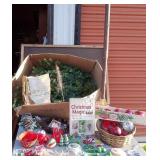 Vtg Evergreen Tree, Shiny Bright Ornaments+