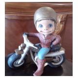 Retro Hand Painted Ceramic Motorcycle Rider
