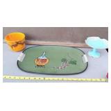 1951 Ceramic Compote, California Planter, MCM Tray