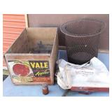 Vtg Vale Apple Crate, Metal Mesh Pale, Seed Sower+