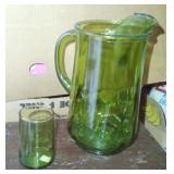 Vtg Avocado Pitcher w/ Ice Lip & Juice Glass