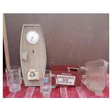 Vtg Beer Mugs, Pitcher, Calendar/ Thermo+