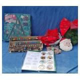 Vtg Christmas Bells & Lights, Ornaments +