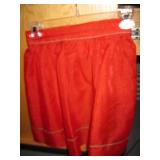 Vintage Little Red Apron w/ Green Trim