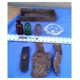 Old Liederkranz Cheese Box, Sheaths & Bottles