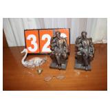 President Bookends and glass swan
